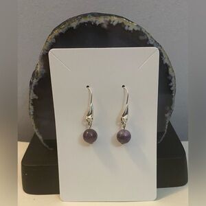 NEW Amethyst 8mm crystal earrings